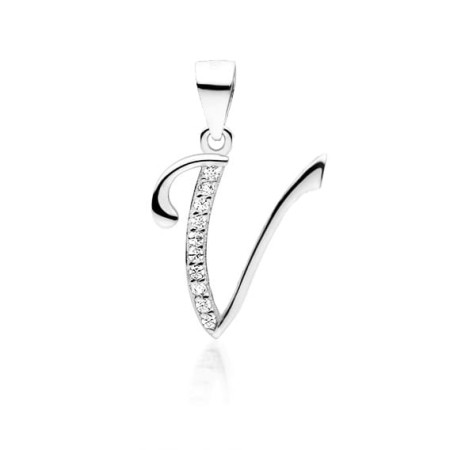 Zawieszka Srebrna pr 925 Cyrkonia Literka V
