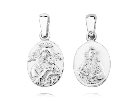 Medalik Srebrny pr 925 Matka Boska Nieustającej Pomocy / Serce Jezusa