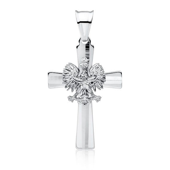 Zawieszka Srebrna pr 925 Krzyż Orzeł w Koronie 
ZAS035S-GKD079B