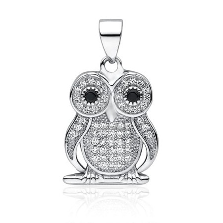 Zawieszka Srebrna pr 925 Sowa Cyrkonia