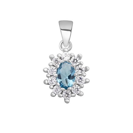 Zawieszka Srebrna pr 925 Akwamarynowa Cyrkonia