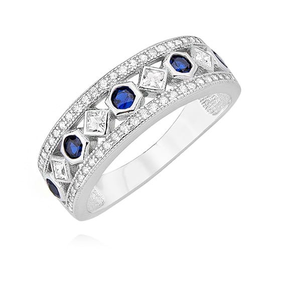 Pierścionek Srebrny pr 925 Cyrkonia Szafirowa P112S-Z1506