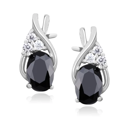 Kolczyki Srebrne pr 925 Czarna Cyrkonia  
