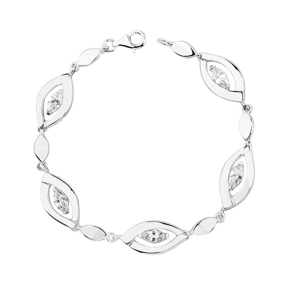 Bransoletka Srebrna pr 925 Biała Cyrkonia 
B124S-KS0192