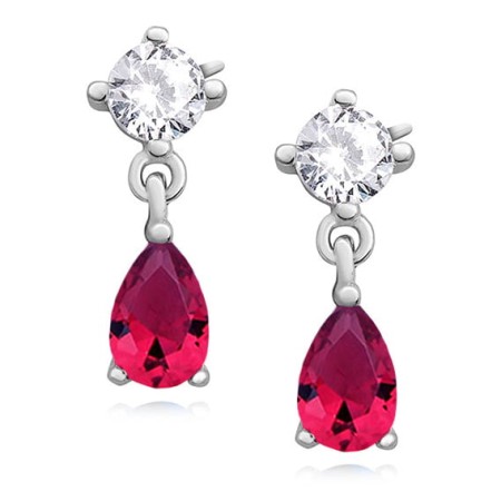 Kolczyki Srebrne pr 925 Rubinowa Cyrkonia