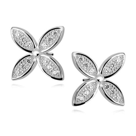 Kolczyki Srebrne pr 925 Kwiatek Cyrkonia 