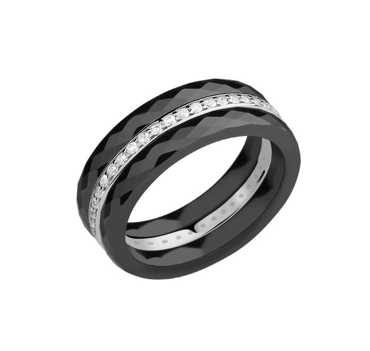 Pierścionek Srebrna pr 925 Czarna Ceramika P120S-Z1457AB